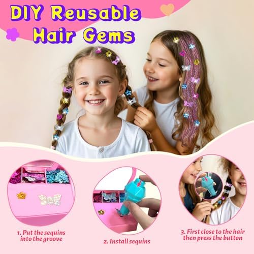AOSITE 200PCS Girls Hair Glitter Patch-No Stamper Tool, Girl Birthday Gift - Image 4