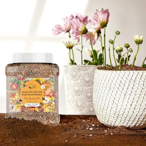 Wildflower Seed Mix 1LB Tub - Save The Bees Seed Mix, by GevaGrow | Bulk 300,000+ Seeds | Pollinator & Bee Attracting Flower Seeds Bulk for Planting in Pots & Outdoor Gardens | 1 Pound Tub - Image 3