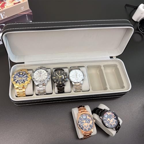 Travel Watch Case 6 Slots Watches Box Storage Holder for Men Women - Image 4