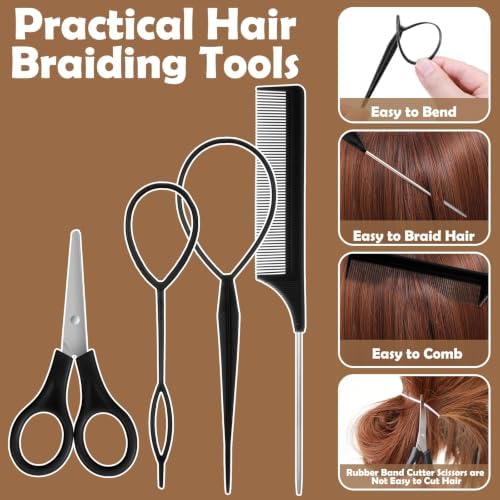 Brown Hair Accessories for Girls, 2194 Pcs Neutral Color Elastic Hair Ties Set with Rubber Bands Baby Hair Clips Bobby Pins Hair Styling Tools Hair Tie Cutter Hair Stuff for Toddler Kids - Image 5