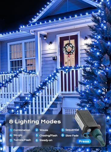 2 Pack 88FT 110 LED C9 Christmas Lights Outdoor Blue White Christmas Lights - Image 2