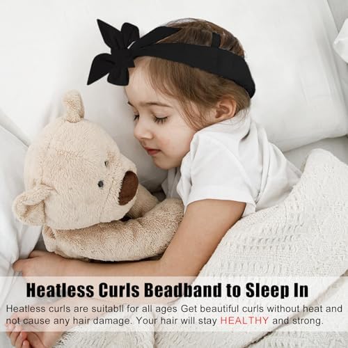 Heatless Velvet Hair Curlers to Sleep in Heatless Curling Rod Headband For Long Hair Overnight No Heat Curls for Women Long Hair Waves - 6 Pieces Set (Black) - Image 3