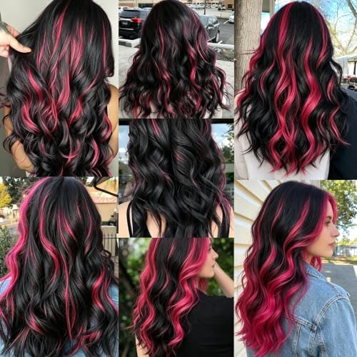 10 Pcs Hot Pink Hair Extensions, Clip-in Curly Hair Accessories Gift, 17 In - Image 6