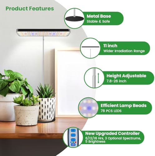 Grow Lights for Indoor Plants,11in Full Spectrum Desk Growing Lamp - Image 3