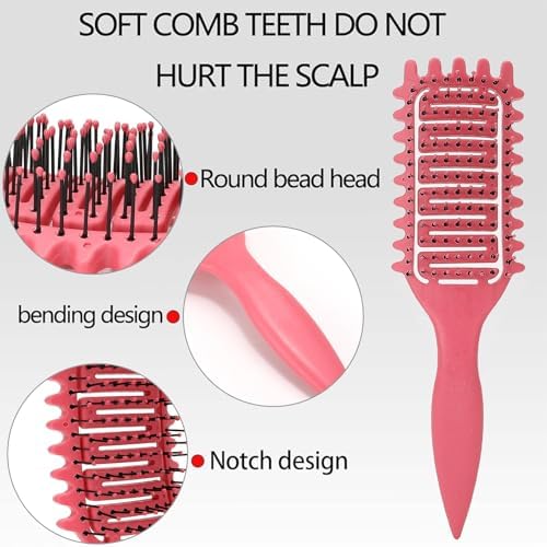 Boar Bristle Vented Curly Hair Brush for Shaping and Defining Curls in Women - Image 5