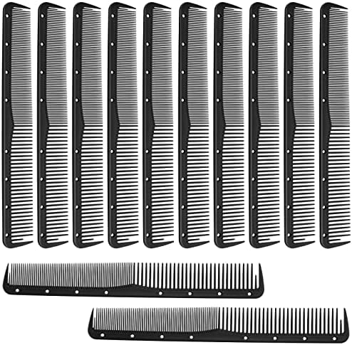 Leinuosen 12 Pcs Carbon Fine Cutting Comb for Salon Hairdressing, Heat Resistant Barber Comb (Black) by Leinuosen