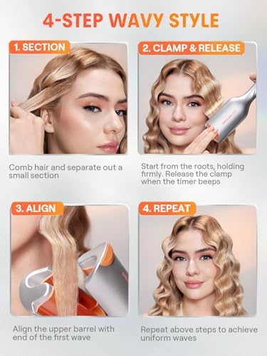 SHEGLAM Hair Beach Babe Hair Waver 2 Barrel Crimper 1 Inch with Smart Timer & Adjustable Temps Dual Voltage, Anti-Scald, Easy to Use - Image 2