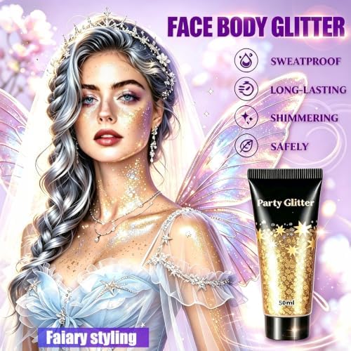 AROIC Glitter Gel Set 6 Colors, Face Body Hair Glitter for Rave Accessories - Image 6