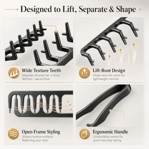 Texture Comb for Men & Women, Root-Lifting Hair Shaping Tool with Wide Spacing Teeth, Lightweight ABS Grip for Fringe Control and Natural Layer Definition (Green) - Image 5