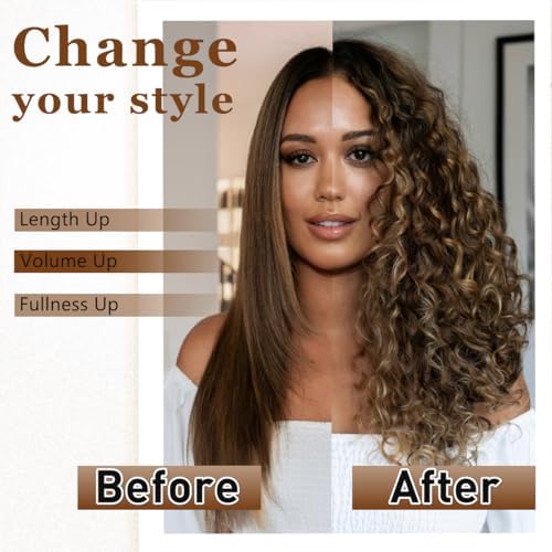Vigorous Curly Clip In Hair Extensions,4PCS 20 inch Thick Curly Hair Extensions Lace Weft Clip Ins Invisible Natural Synthetic Hairpieces for Women,Light Brown with Blonde Highlights(128H24) - Image 3