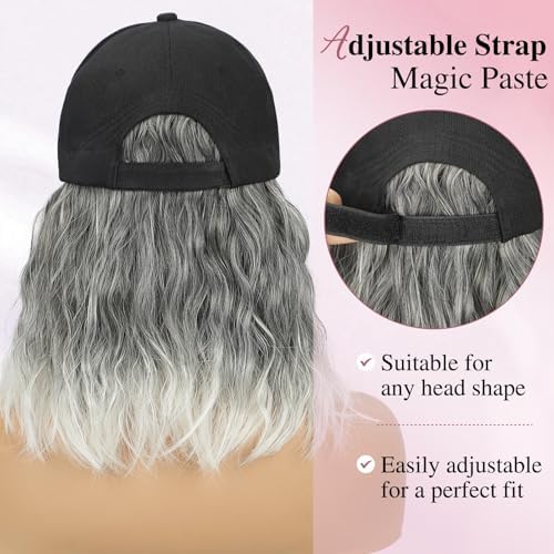 HANYUDIE Hat Wig for Women Wig Cap with Curly Hair Extensions Hat with Hair Wave Adjustable Baseball Cap Wigs - Image 5