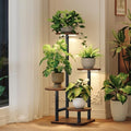 Homsorout Plant Stand Indoor with Grow Light,4-Tiered Tall Plant Stand Indoor, Metal Plant Shelf with Adjustable Light, Ideal for Living Room, Garden, Patio (Black Brown) by Homsorout
