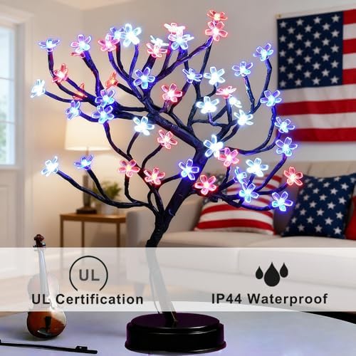 Pooqla 18 Inch 48 LED RGB Cherry Blossom Tree Light with Remote 16 Color-Changing LED Artificial Flower Bonsai Tree Table Top Lamp Home Lit Tree Centerpieces Christmas Decor - Image 4