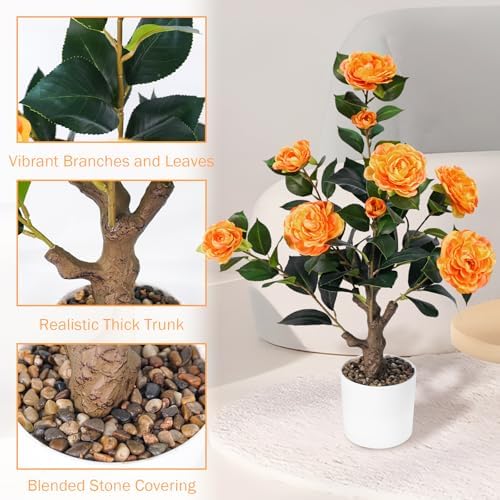 Caxchiling Artificial Camellia Tree 2FT, Faux Potted Tree Indoor - Image 4
