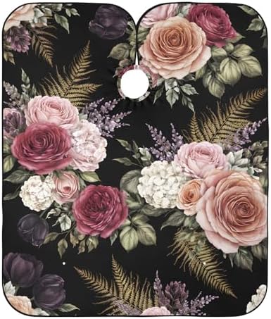 ALAZA Retro Rose Flower Barber Cape for Men Women, Waterproof Haircut Apron Beard Shaving Bib Hair Cutting Cloth 55 x 65 Inch by ALAZA