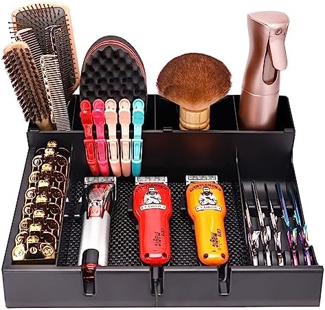Barber Clipper Organizer Barber Tools Tray Salon Hairdressing Clipper Scissors Rack Holder Storag Scissors Holder Blade Rack Storage Tray for Clipper Guard Holder (Assemble) by ZIBARBER