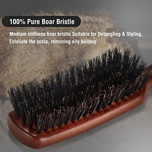 Hair Brush for Men Fine Thin Wavy Hair, Boar Bristle Hair Brush for Add Shine Improve Texture Reduce Frizz, Hairbrush for Beard Straightens Softens - Image 3