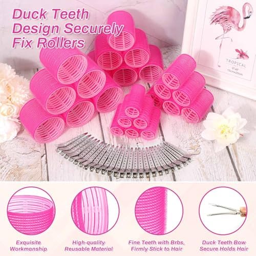 Rollers Hair Curlers 49 Pcs Set with 24Pcs Self Grip Hair Rollers 4 Sizes and 24 Pcs Hair Clips for Blowout Look Long Medium Short Thick Hair Volume - Image 5