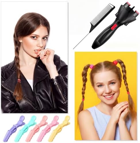 Honoson 7 Pcs Automatic Hair Twister Machine with Comb Clips, Multicolored - Image 2