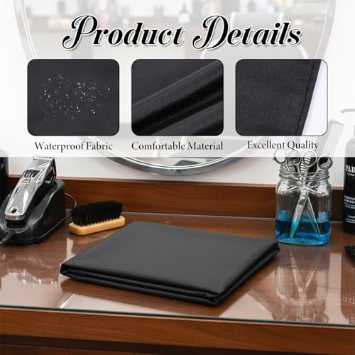 5 Pcs Black Hair Salon Capes, Professional Barber Cape, Waterproof Hair Cutting Cape with Snap Closure, Waterproof Salon Capes for Haircutting, Styling, Dyeing - Image 3
