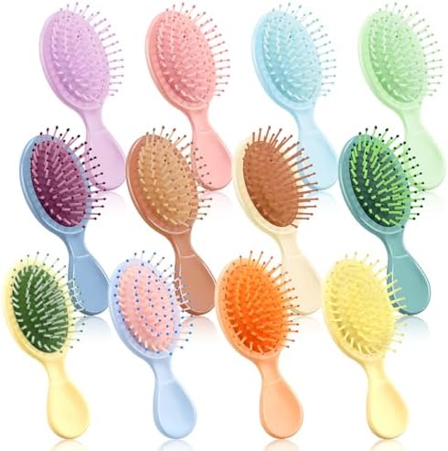 12pcs Mini Wet Hair Brush for Women Teen Girls Toddler Wet Dry Hair, Travel Hairbrush, Valentines Day Bulk Gifts, Bachelorette Party Favors, Bridesmaid Gift Spa Party Supplies, Stocking Stuffers by HOFASON