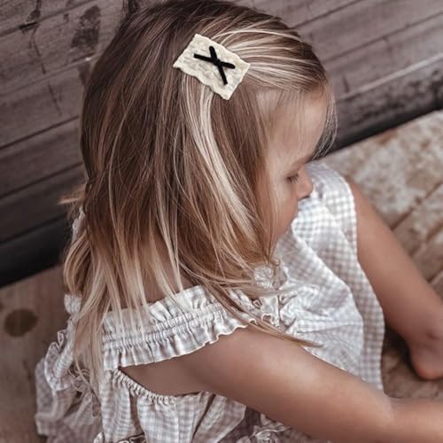 Pan Pinmamal retro sweet and cool baby hair clip, 2-inch black and white checkered cotton hair accessory, 20 piece set of non slip fully covered hair clips, suitable for babies and children - Image 6