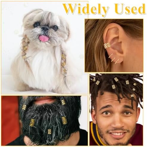220 Pcs Viking Gold Hair Accessories for Braids Loc Jewelry for Women Hair Dreadlock Metal Hair Beads Rings Cuffs for Braids Beard Decoration Gold - Image 6