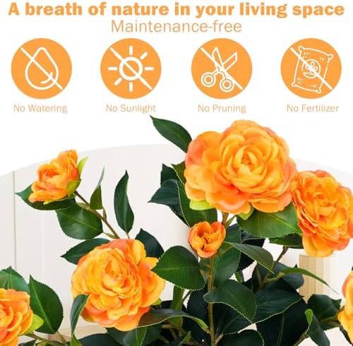 Caxchiling Artificial Camellia Tree 2FT, Faux Potted Tree Indoor - Image 3