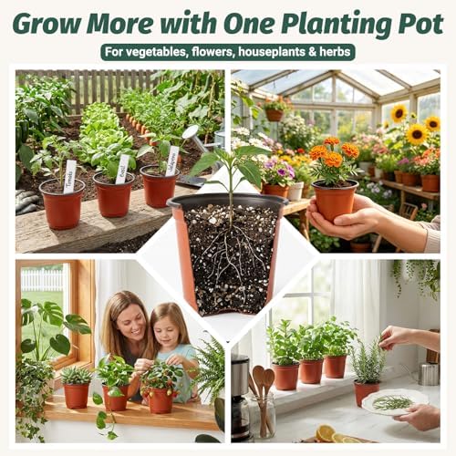 STARSIDE 100-Pack 4 Inch Nursery Pots, Plastic Plant Pots for Seedlings - Image 5