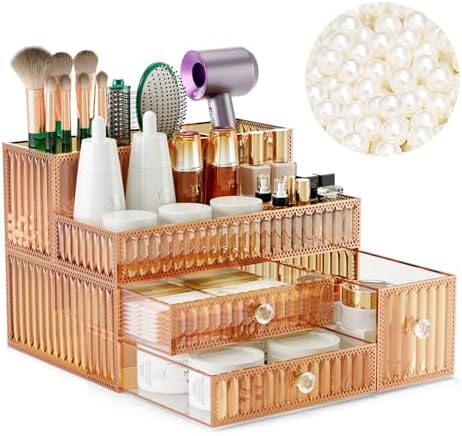 Youdepot Golden Tempered Glass Vanity Organizer for Cosmetics by Youdepot