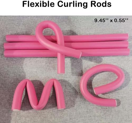 Flexible Curling Rods Hair Rollers Curlers, 30Pcs 9.45"x 0.55"No Heat Hair Rods Rollers Foam Curlers, Curl Rods Long Flexible Heatless Bendy Foam Hair Curls for Long Short Hair (Purple, Pink) - Image 6
