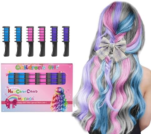 Hair Chalk Comb – Temporary Dye for Kids, Washable & Fun for Parties by ColoryourlifewithMSDADA