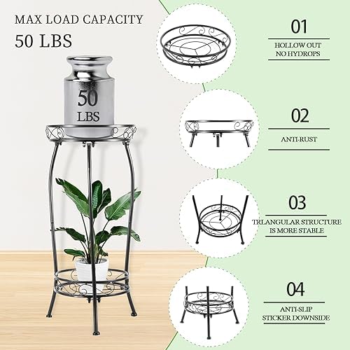 LOYAL TIGER Plant Stand Indoor Outdoor, 2 Pack, 2 Tier 27" Tall Metal Shelf - Image 3
