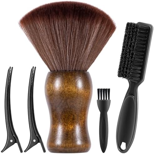 SALONSILK Barber Neck Duster Shaving Brush Set, 5 in 1 Professional Barber Accessories Cleaning Supplies, Hair Cutting Cleaning Hairbrush Styling Tool by SalonSilk