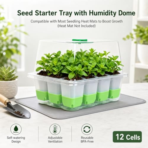 5 Pack 60-Cell Silicone Seed Starter Trays with Humidity Dome - Image 3