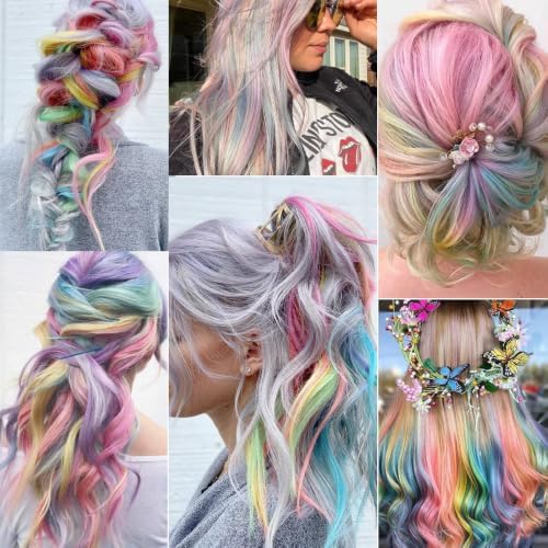 Colored Hair Extensions Clip In Synthetic Rainbow Hairpieces 20 PCS - Image 6