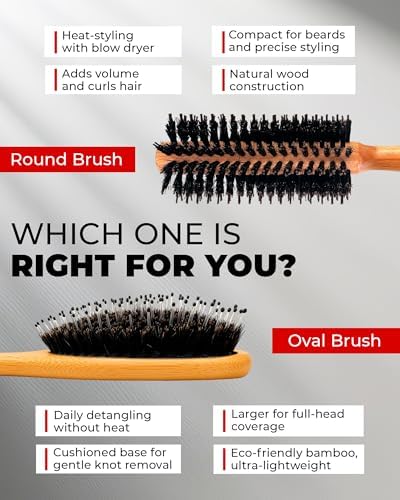 Bossman Men's Boar & Nylon Bristle Hair & Beard Brush - For Wet & Dry Use - Image 6