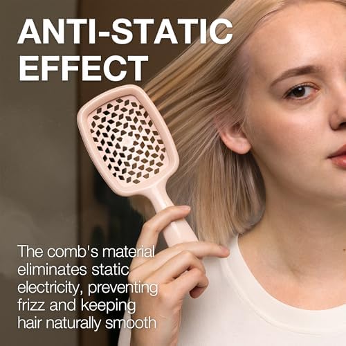 Janeke Superbrush Detangling Brush for Soft Smoothing Hair Brushing with Anti-Static Bristles - Vented Wet Hair Brush for Blow Drying Use - Perfect for Curly, Thick, Wavy, Fine Hair Types (Soft Pink) - Image 4