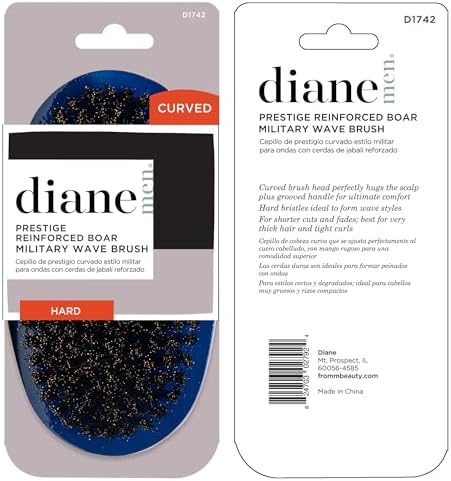 Diane Prestige Reinforced Boar Hard Bristle Curved Military Wave Brush, D1742 - Image 6