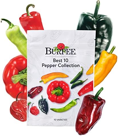 Burpee Best Collection | 10 Packets of Non-GMO Fresh Mix of Hot Pepper & Sweet Varieties | Jalapeno, Bell Pepper Seeds & More, Seeds for Planting by Burpee