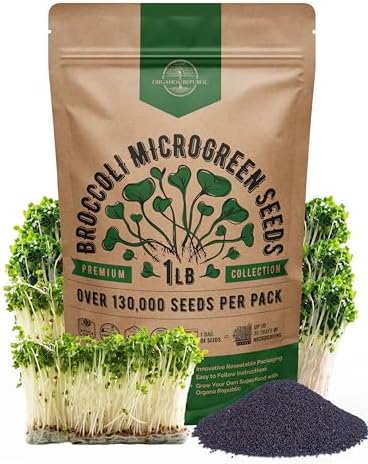 Organo Republic Broccoli Sprouting & Microgreens Seeds - Non-GMO, Heirloom Sprout Seeds Kit, 1lb Resealable Bag for & Growing Microgreens in Soil, Coconut Coir, Aerogarden & Hydroponic by OrganoRepublic
