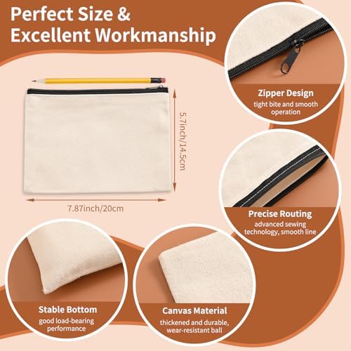 AMDAILY 50Pcs Canvas Makeup Bags Bulk, Cotton Sublimation DIY Cosmetic Bag - Image 2