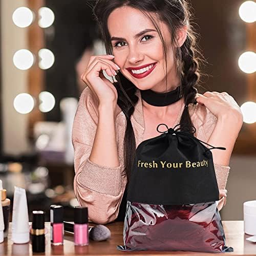 10 Pieces Wig Bags Hair Extension Storage Holder with Drawstring Hairpieces Ponytail Carrier Case Portable Dust Covers Large Size for Bundles, Wigs Tool, Gift and Travel (Large,Black) - Image 4