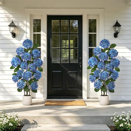 2 Pack 4FT Blue Hydrangea Artificial Flowers Tree Potted Hydrangea Flowers - Image 5