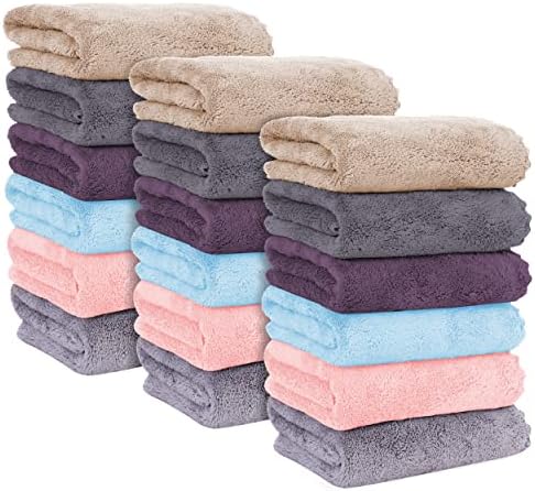 MOONQUEEN 18 Pack Premium Hand Towels - Quick Drying - Microfiber Coral Velvet Highly Absorbent Towels - Multipurpose Use as Hotel, Bathroom, Shower, Spa, Hand Towel 16 x 28 inches (Multicolor) by MOONQUEEN