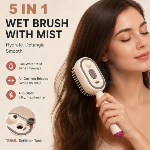 Electric Mist Air Cushion Comb, Self‑Cleaning Spray Hair Brush - Image 2