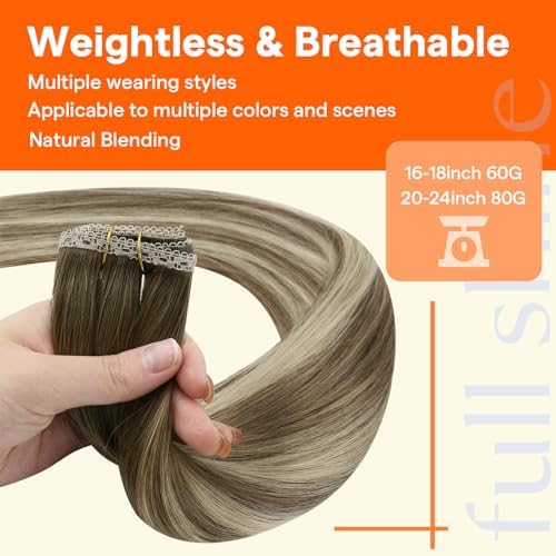 Full Shine Sew In Invisible Weft Hair Extensions Human Hair 16 Inch 60g - Image 4