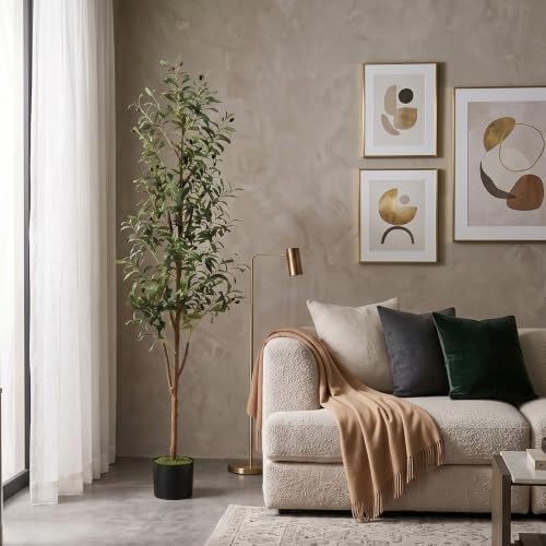 5FT Artificial Olive Tree, Faux Olive Plant in Pot - Image 4