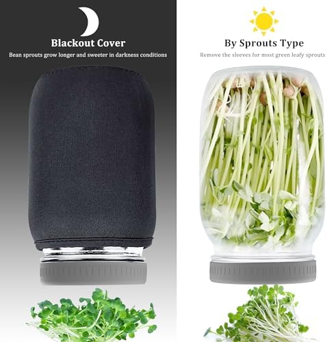Organic Seed Sprouting Jar Kit – 2 × 32 oz Wide-Mouth Mason Jars with Stainless-Steel Sprouter Lids & Stand, Blackout Sleeves, Drain Tray – Grow Broccoli, Alfalfa & Bean Microgreens - Image 3