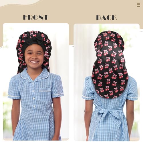 AWAYTR Kids Bonnets for Girls - Satin Long Hair Braid Bonnet for Sleeping - Image 6